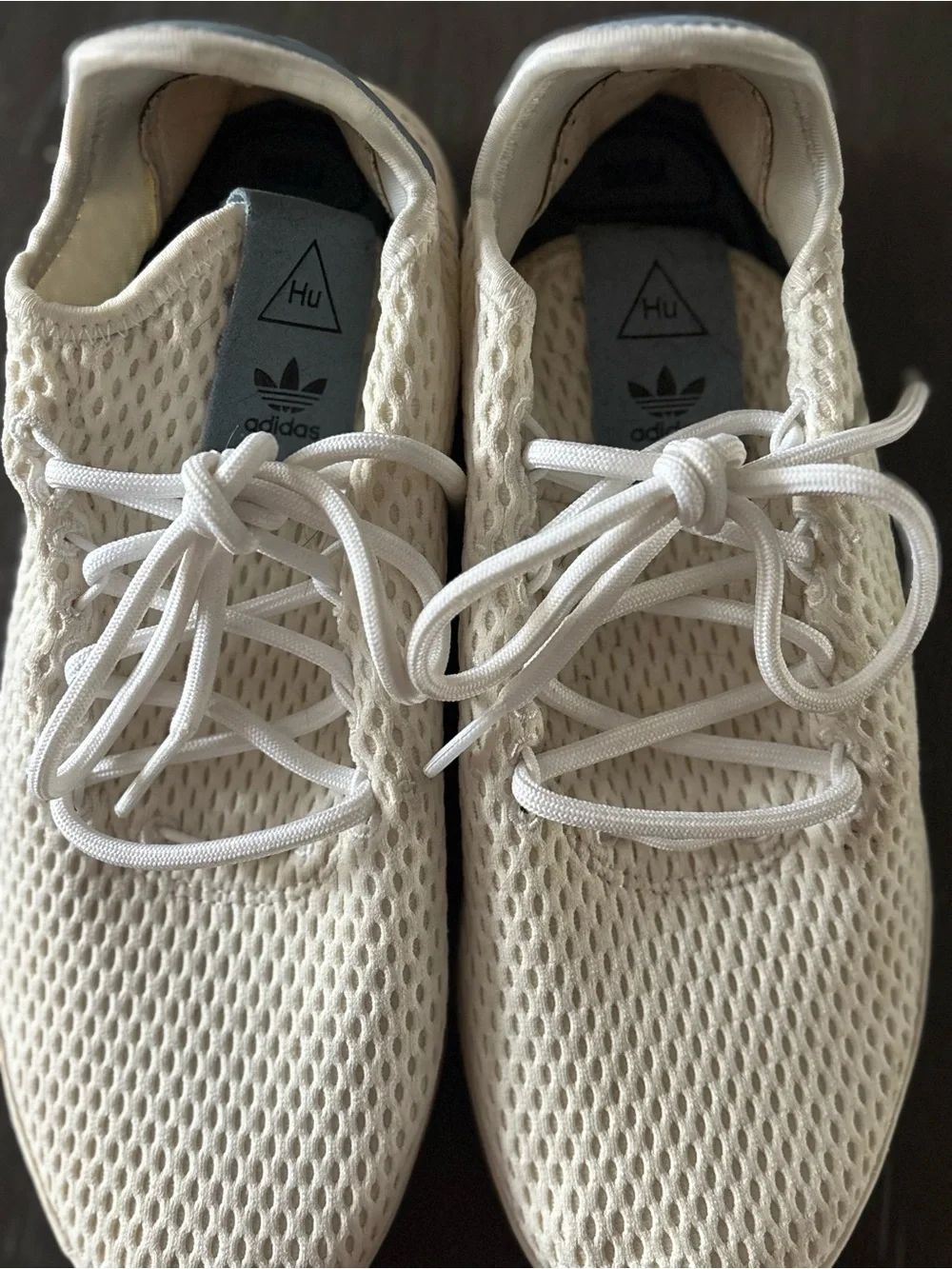 adidas Pharrell Williams Hu Men’s Cream Knit Lace-Up Sneakers